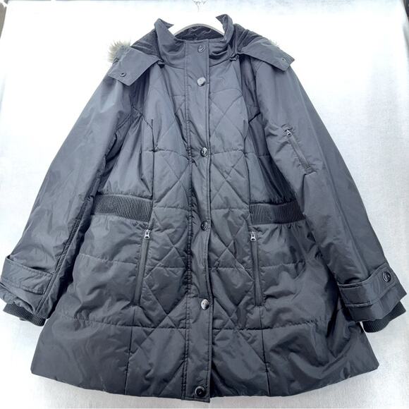 Women’s Puffer Snow Ski Jacket Parka Insulated Coat Black 2X Detachable Fur Hood - Picture 1 of 6